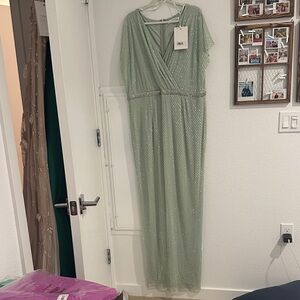 Mac Duggal Green Beaded Prom Dress